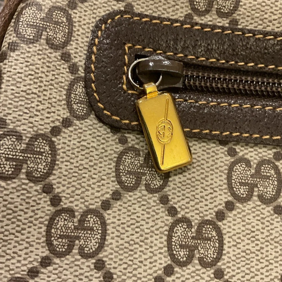 Gucci Vintage 90s Monogram Brown Leather Crossbody Purse Shoulder Bag Y2K Gift! - Picture 8 of 12